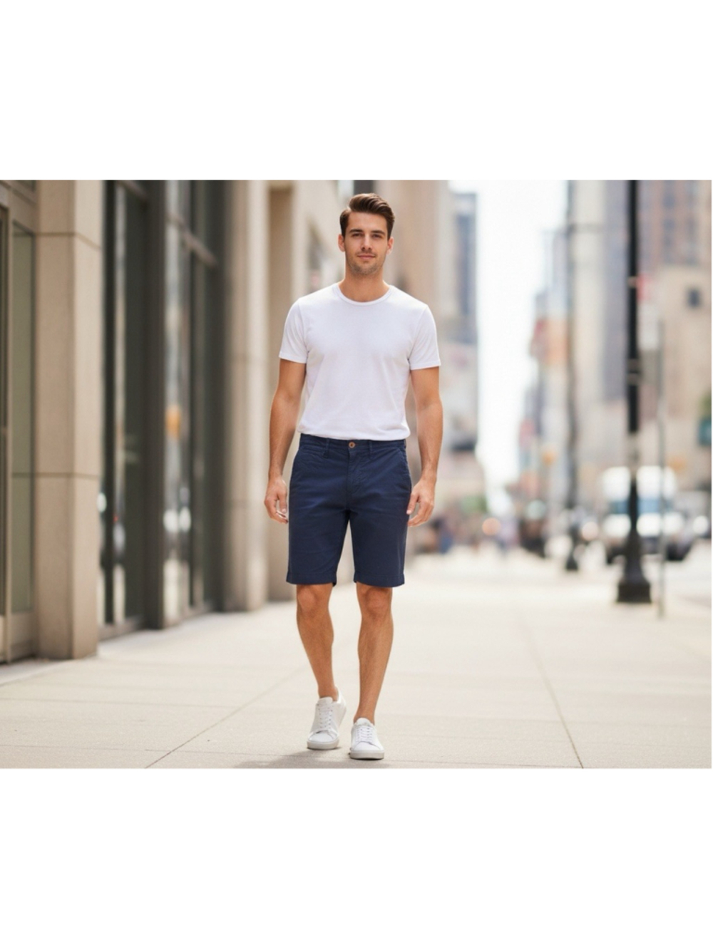 Psycho Bunny Men's Size 33 Navy Blue Classic Stretch Chino Shorts (9" Inseam)